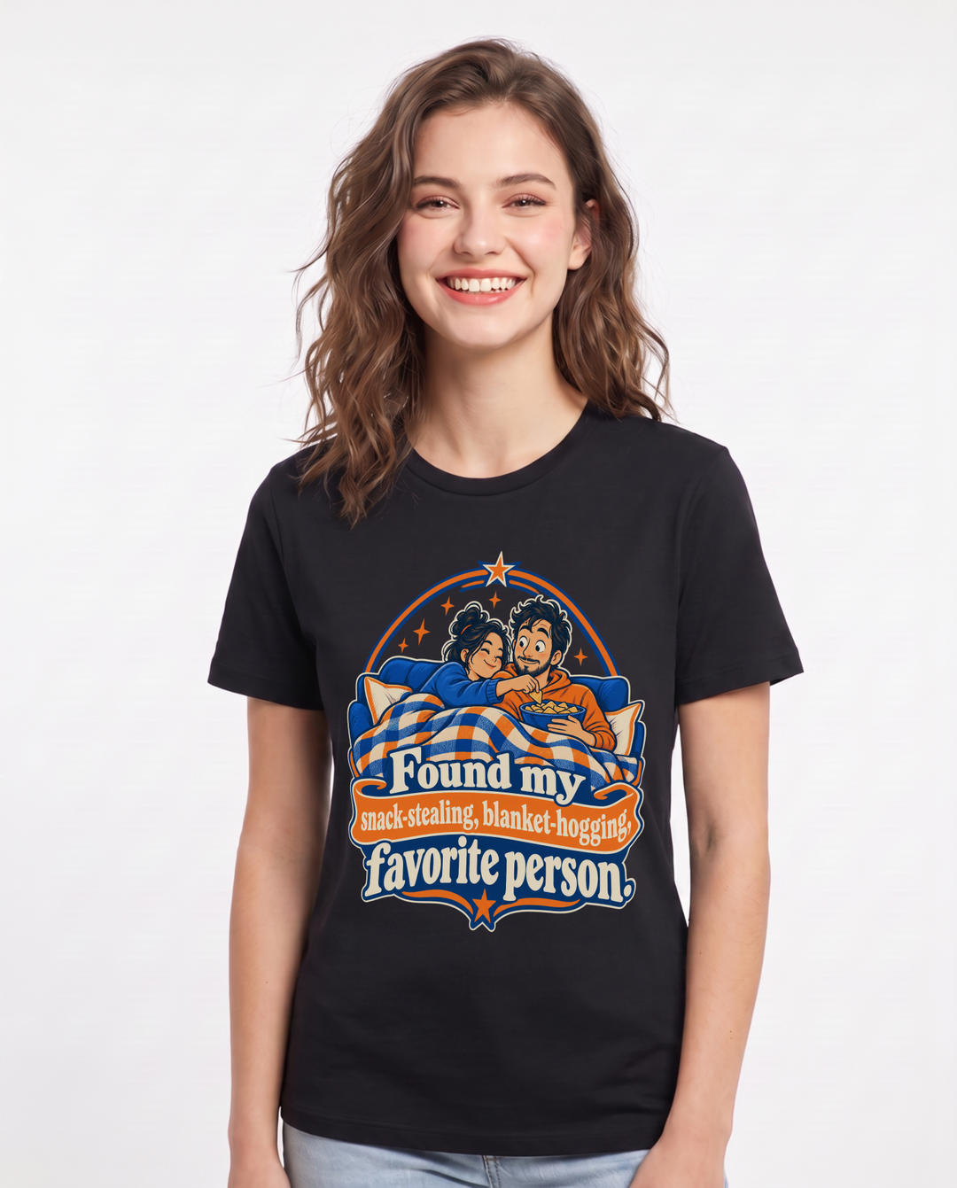 Couples Black T-Shirt for Women – Everyday Expression Graphic Tee product image 3