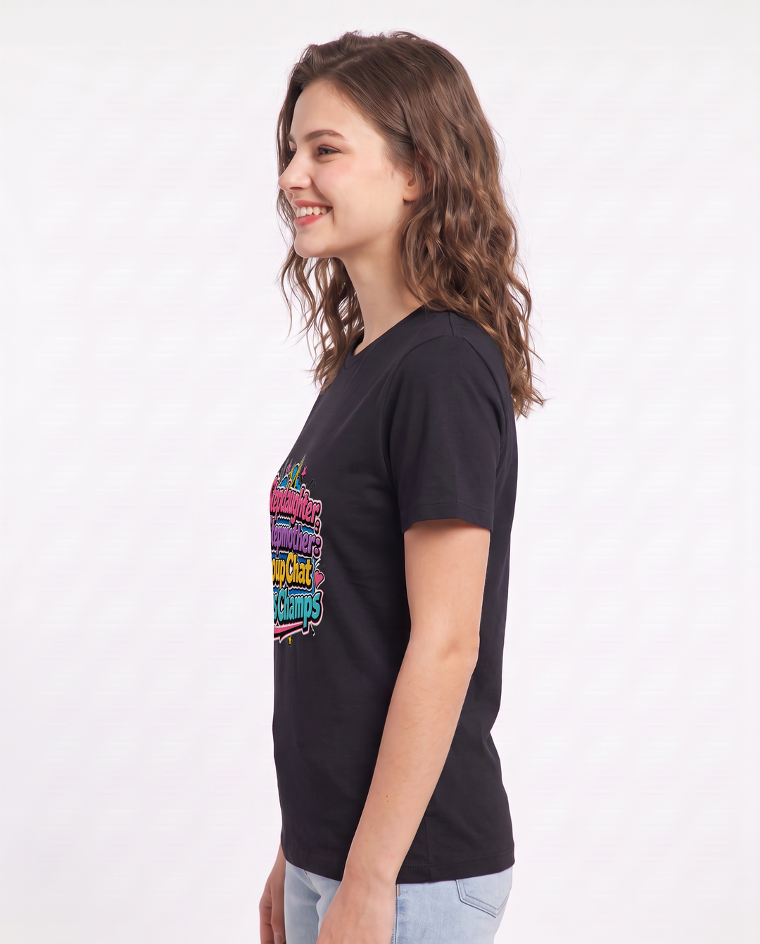 Stepdaughter & Stepmother: Group Chat Sass Champs Women's Black T-Shirt product image 3