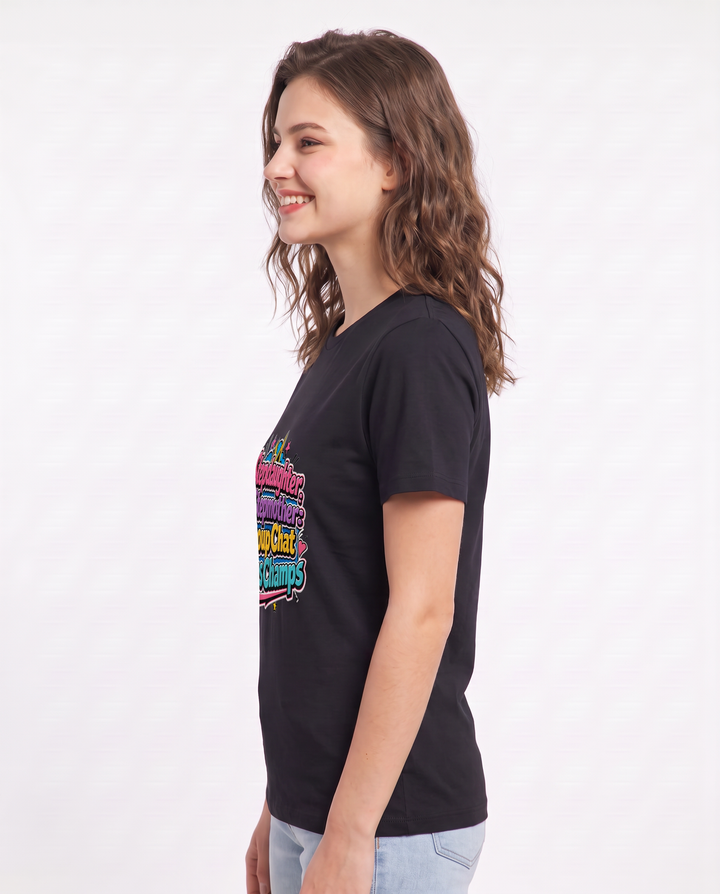 Stepdaughter & Stepmother: Group Chat Sass Champs Women's Black T-Shirt product image 3