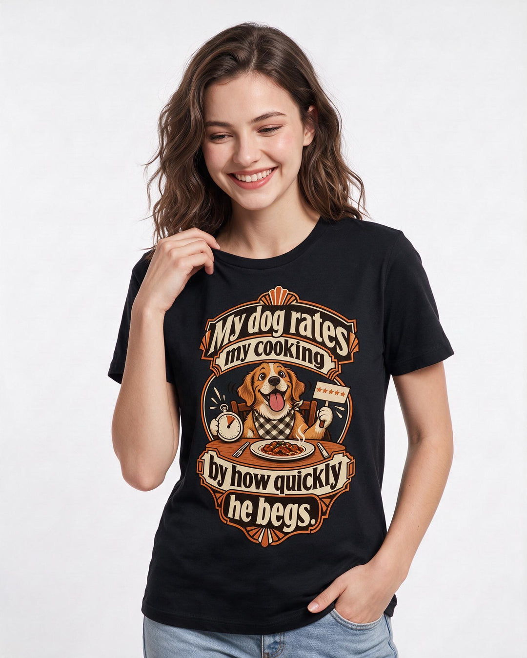 Dog Lover Black T-Shirt for Women – Everyday Expression Graphic Tee product image 1