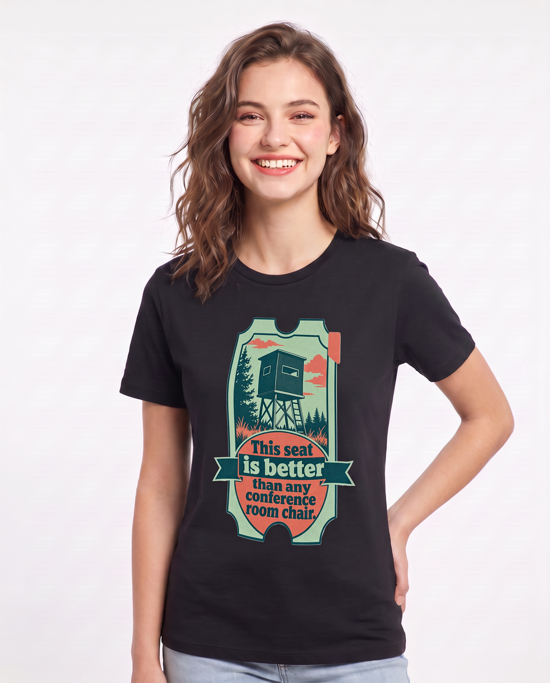 Hunting Women's Black T-Shirt - This seat is better than any product image 3