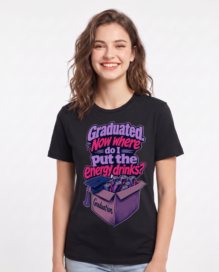 Graduation Black T-Shirt for Women – Everyday Expression Graphic Tee product image 3