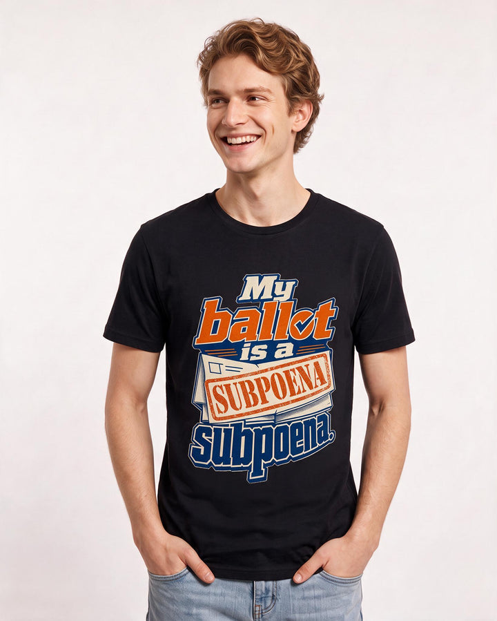 Political Statement Men's Black T-Shirt – My ballot is a subpoena. product image 3
