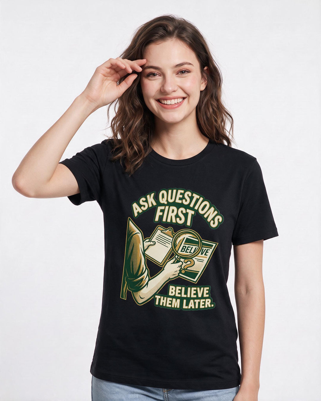 Political Statement Black T-Shirt for Women – Everyday Expression Graphic Tee product image 1