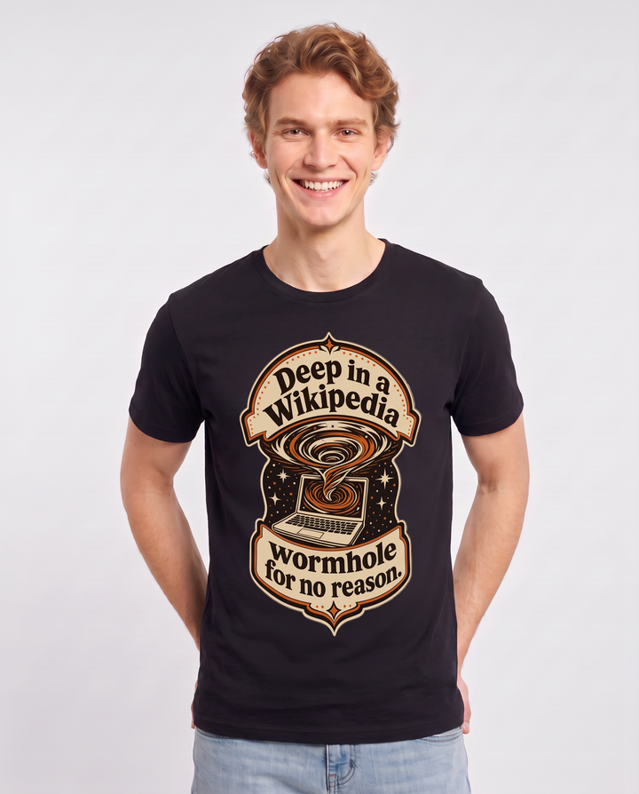 Graphic Men's Black T-Shirt - Deep in a Wikipedia wormhole for no product image 3