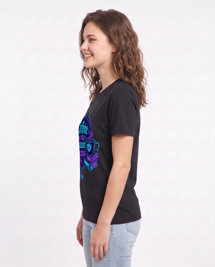 Teacher Gift Women's Black T-Shirt - Caffeine is my assistant product image 2