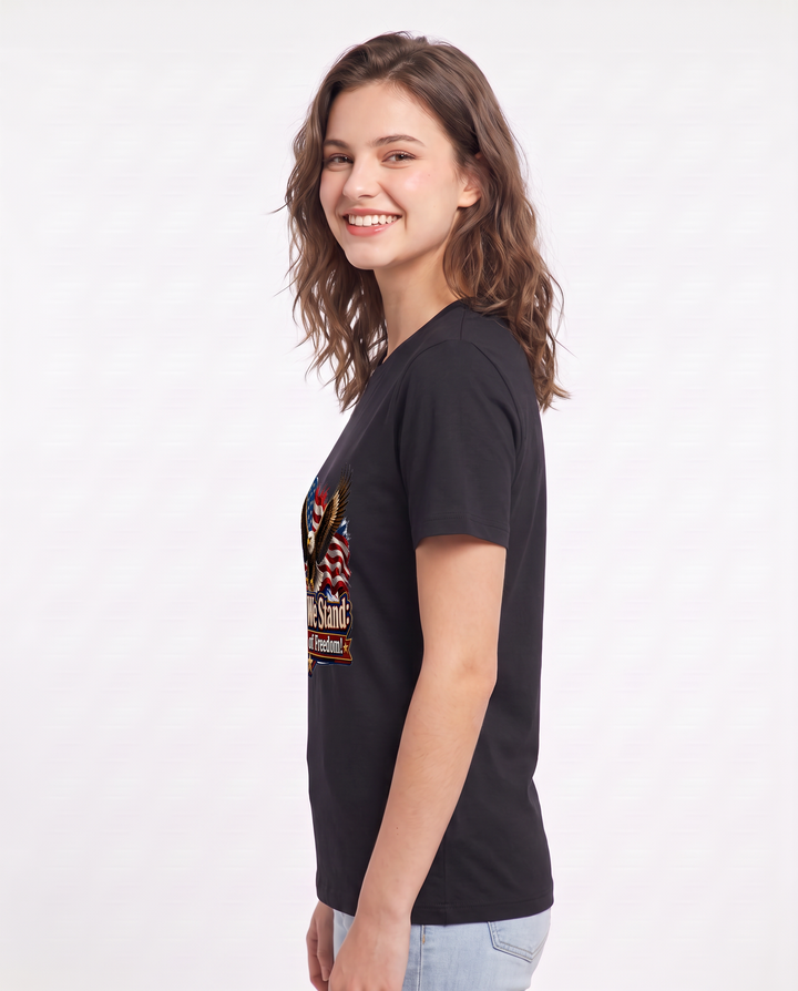 United We Stand: A Nation of Freedom! Women's Black T-Shirt product image 3