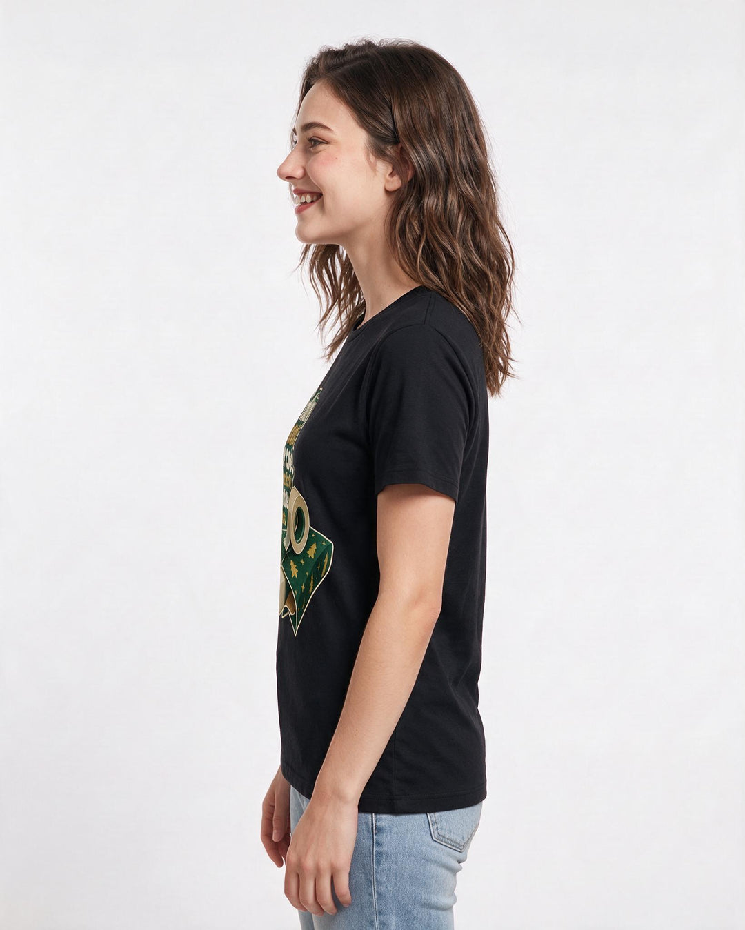 Christmas Black T-Shirt for Women – Holiday Theme Graphic Tee product image 2