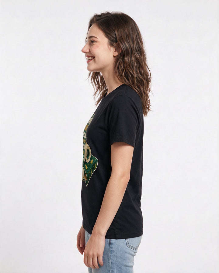 Christmas Black T-Shirt for Women – Holiday Theme Graphic Tee product image 2