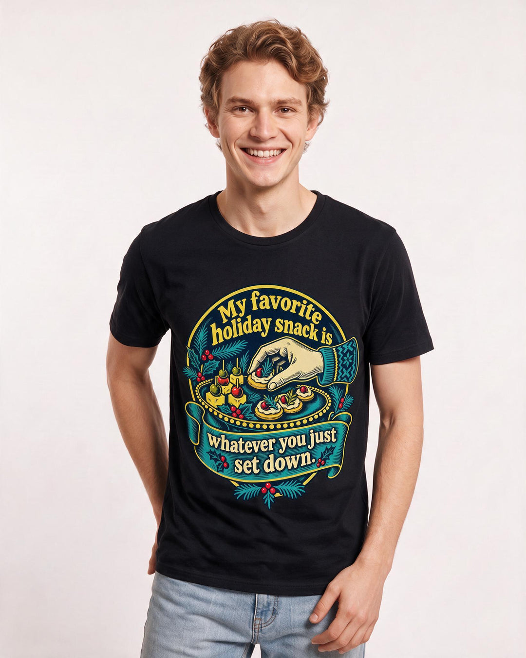 Christmas Black T-Shirt for Men – Holiday Theme Graphic Tee product image 1