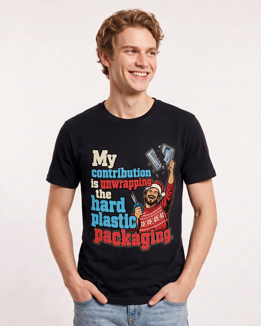 Christmas Black T-Shirt for Men – Holiday Theme Graphic Tee product image 1