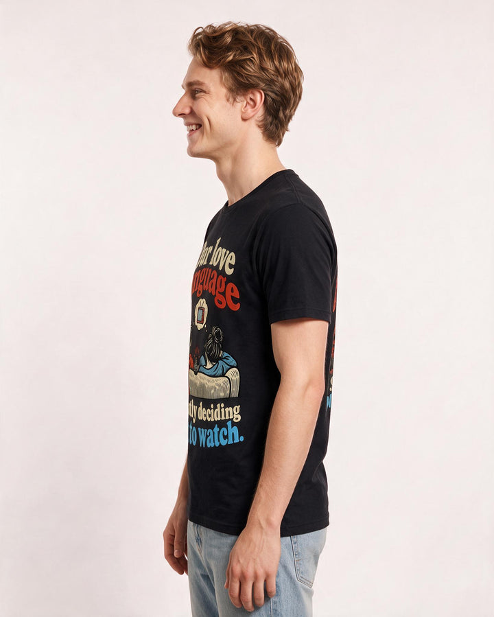 Couples Black T-Shirt for Men – Everyday Expression Graphic Tee product image 2