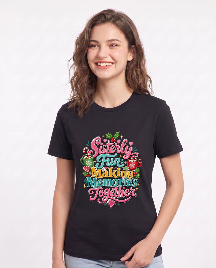 Sisterly Fun: Making Memories Together Women's Black T-Shirt product image 3