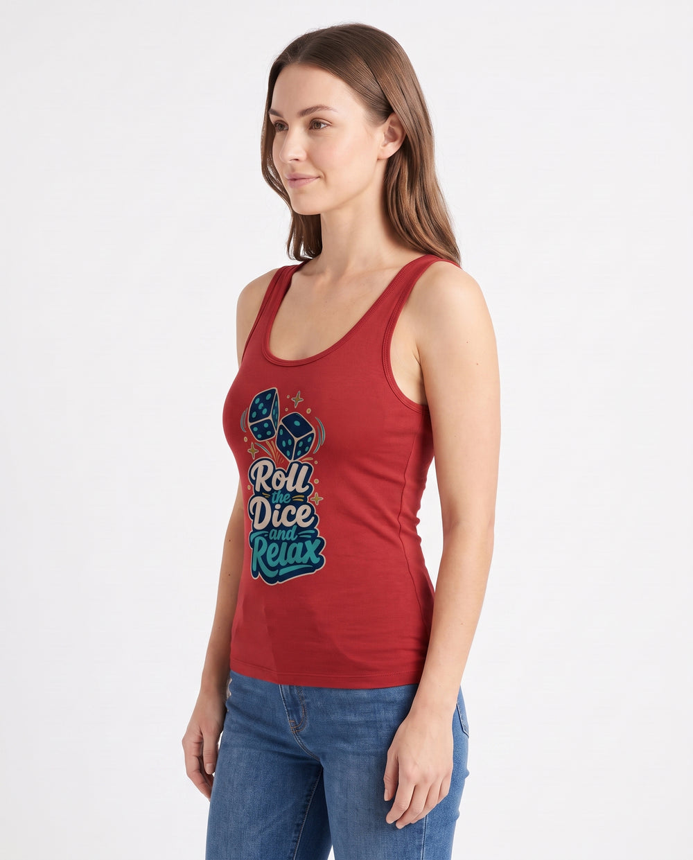 Roll The Dice And Relax Sleeveless Tank Bodysuit mockup 2
