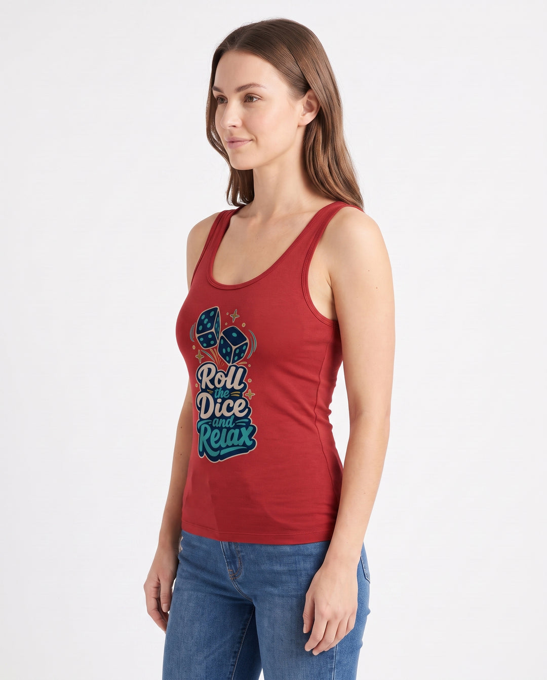 Roll The Dice And Relax Sleeveless Tank Bodysuit mockup 2