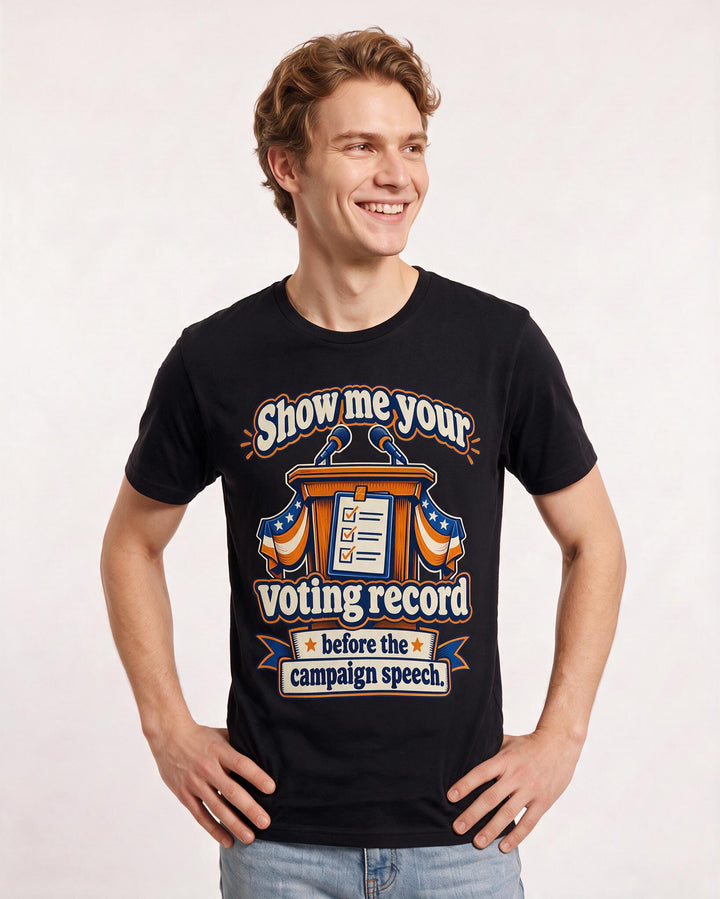 Political Statement Black T-Shirt for Men – Everyday Expression Graphic Tee product image 1