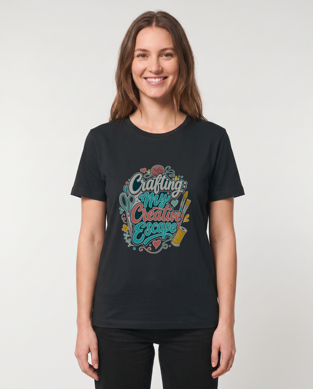 Crafting: My Creative Escape Black T-Shirt mockup 1