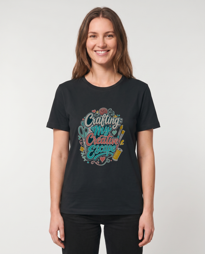 Crafting: My Creative Escape Black T-Shirt mockup 1