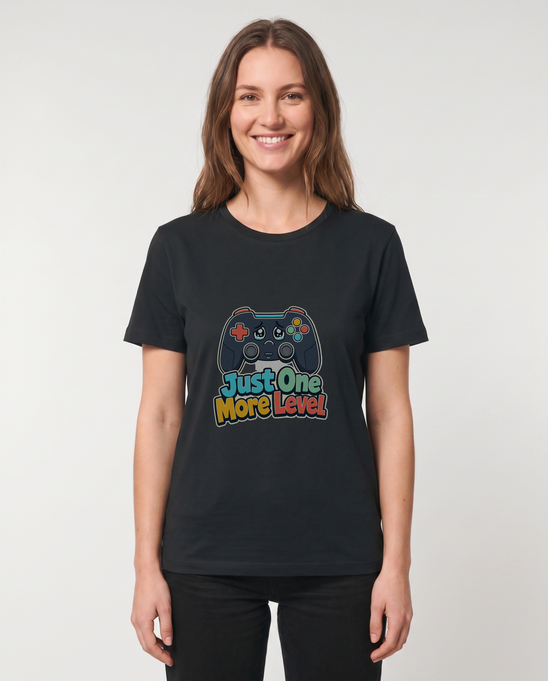 Just One More Level Black T-Shirt mockup 1