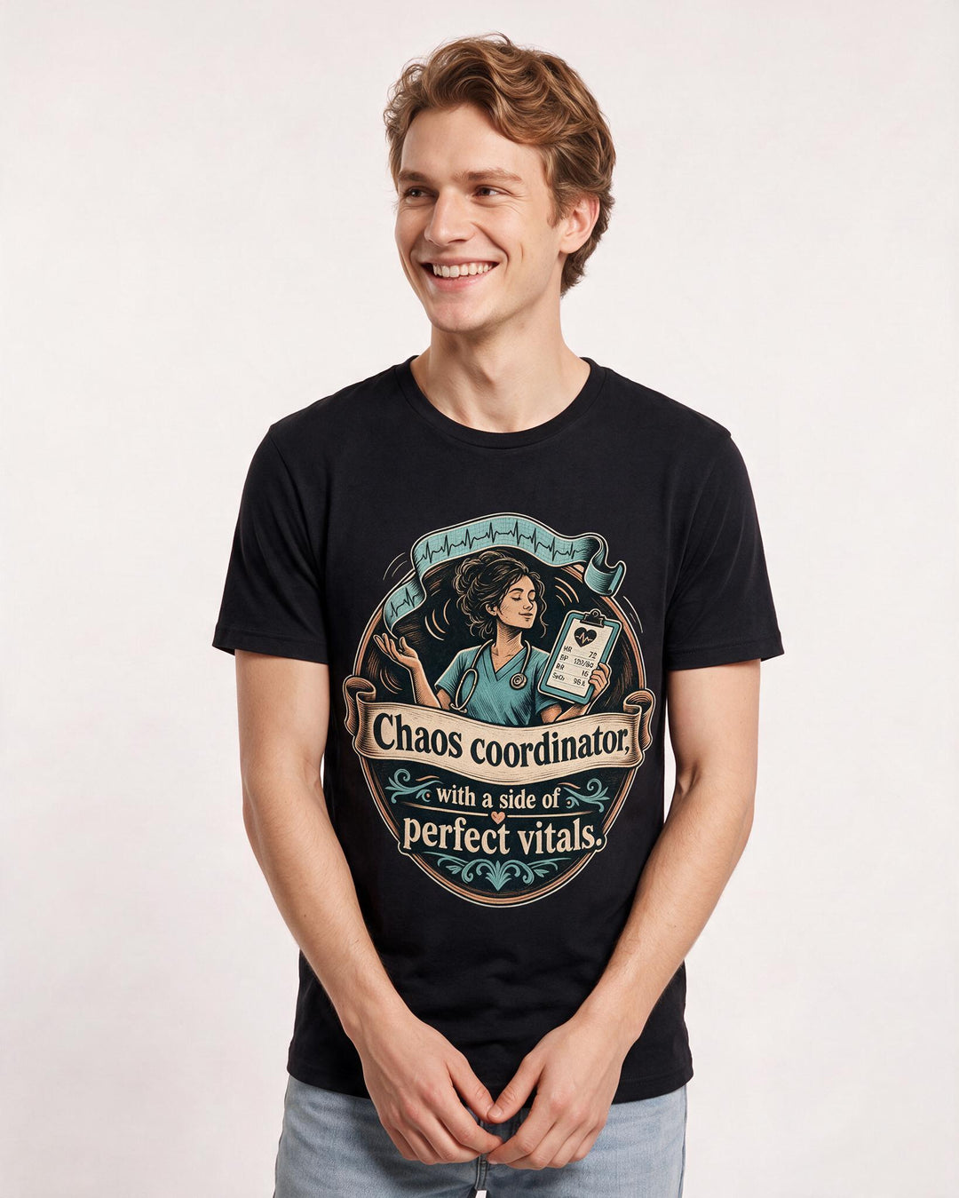 Nurse Black T-Shirt for Men – Nursing Life Graphic Tee product image 1