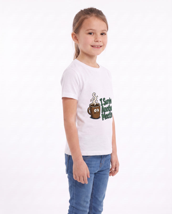 I Survived Another Meeting! White T-Shirt mockup 2