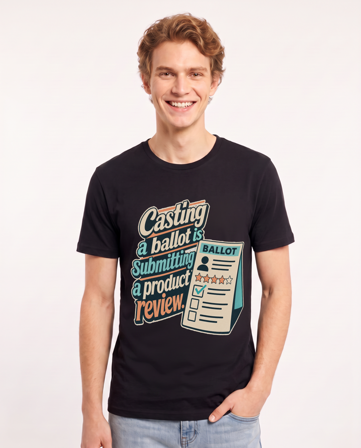 Political Statement Men's Black T-Shirt – Casting a ballot is submitting a product review. product image 1