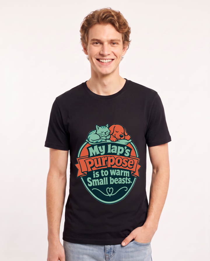Graphic Men's Black T-Shirt - My lap's purpose is to warm small product image 1