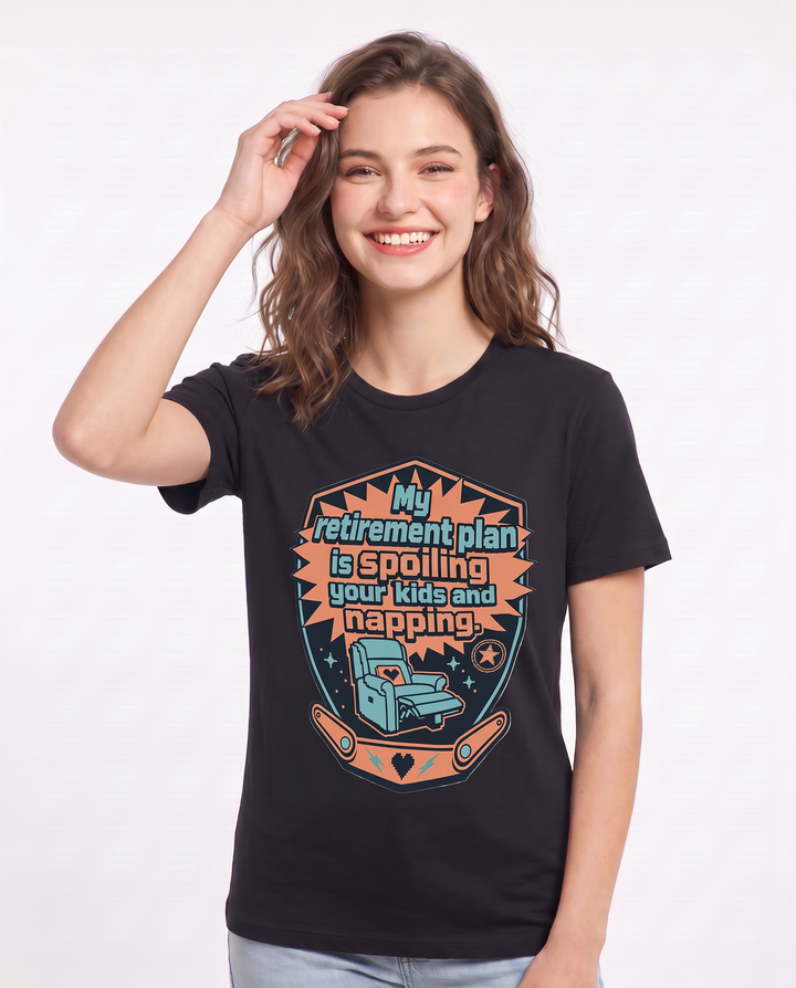 Graphic Women's Black T-Shirt - My retirement plan is spoiling your product image 3
