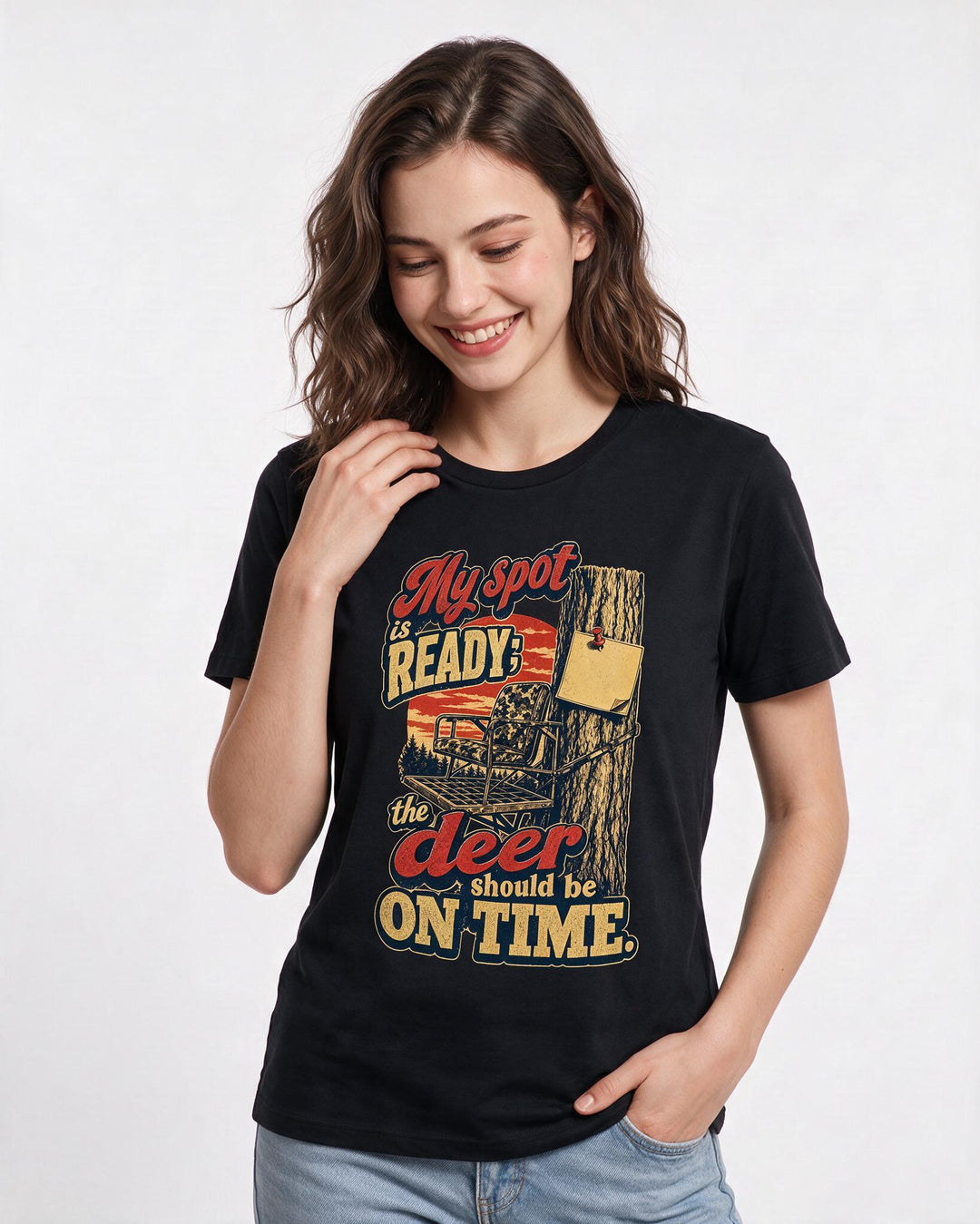 Hunting Black T-Shirt for Women – Everyday Expression Graphic Tee product image 3