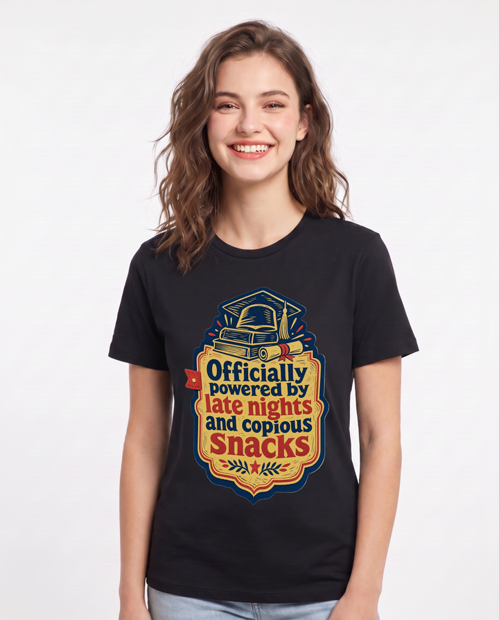 Graduation Gift Women's Black T-Shirt - Officially powered by late product image 1