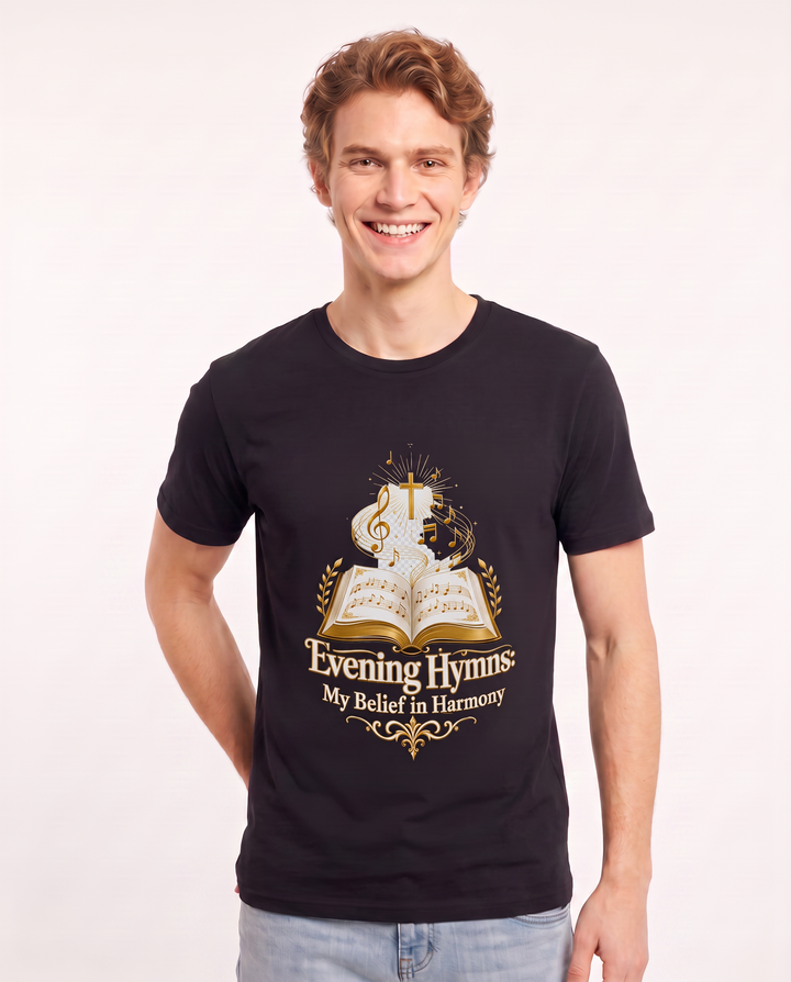 Evening Hymns: My Belief in Harmony Men's Black T-Shirt product image 1