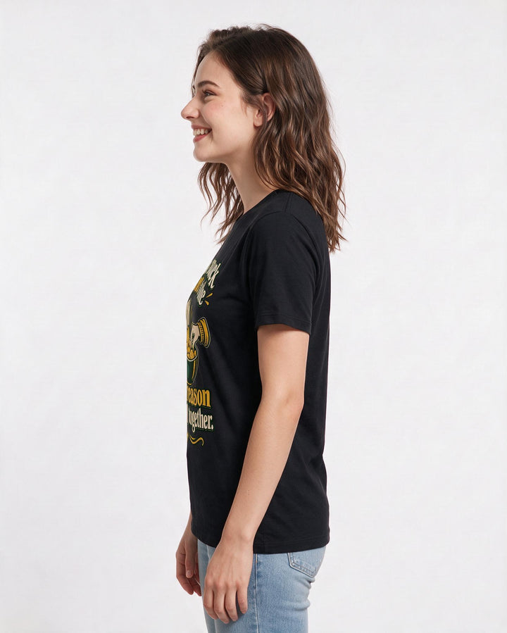 Couples Black T-Shirt for Women – Everyday Expression Graphic Tee product image 2