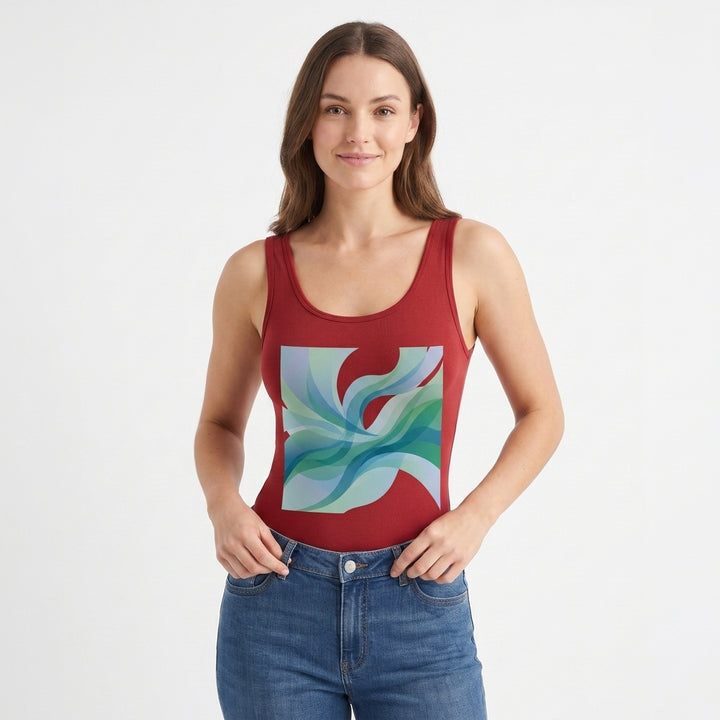 - Sleeveless Round-Neck Tank Bodysuit mockup 1