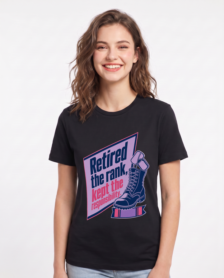 Graphic Women's Black T-Shirt - Retired the rank, kept the product image 1
