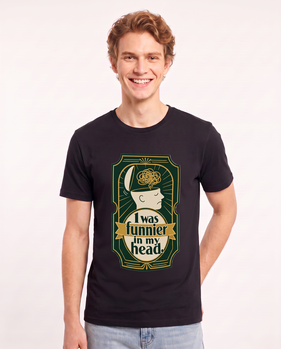 Graphic Men's Black T-Shirt - I was funnier in my head. product image 3