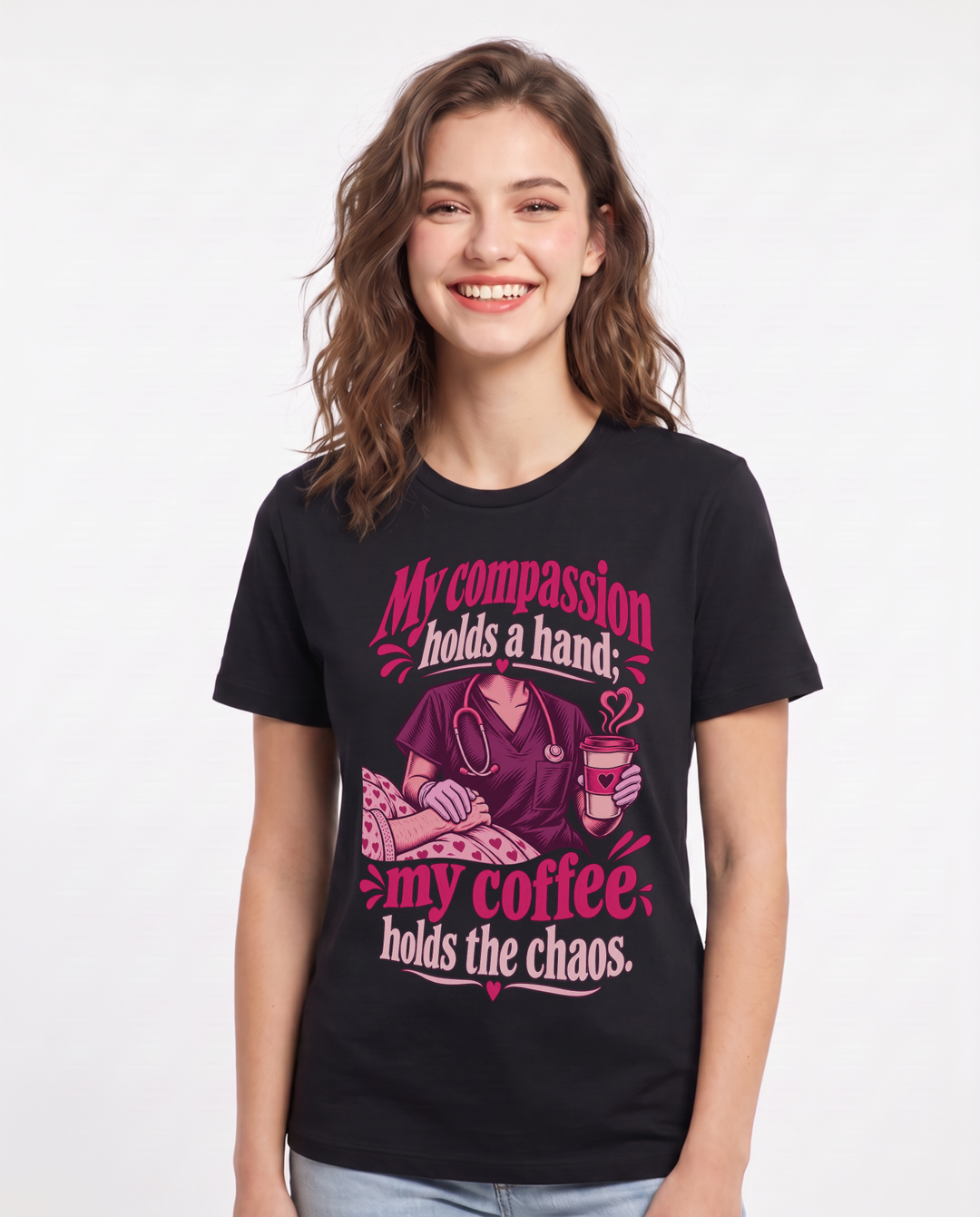 Nurse Black T-Shirt for Women – Nursing Life Graphic Tee product image 3