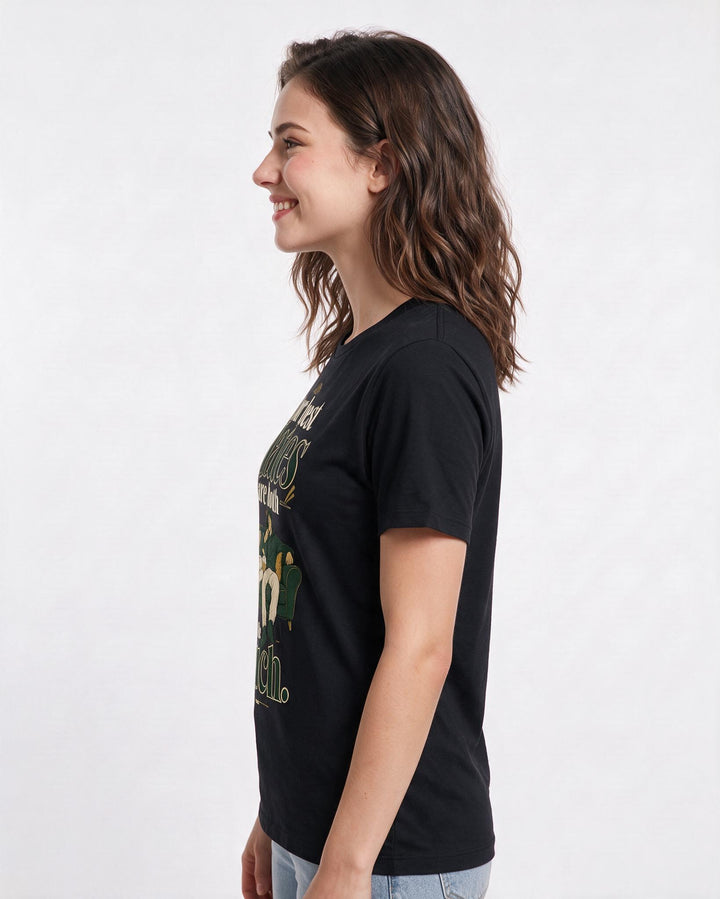 Couples Black T-Shirt for Women – Everyday Expression Graphic Tee product image 2
