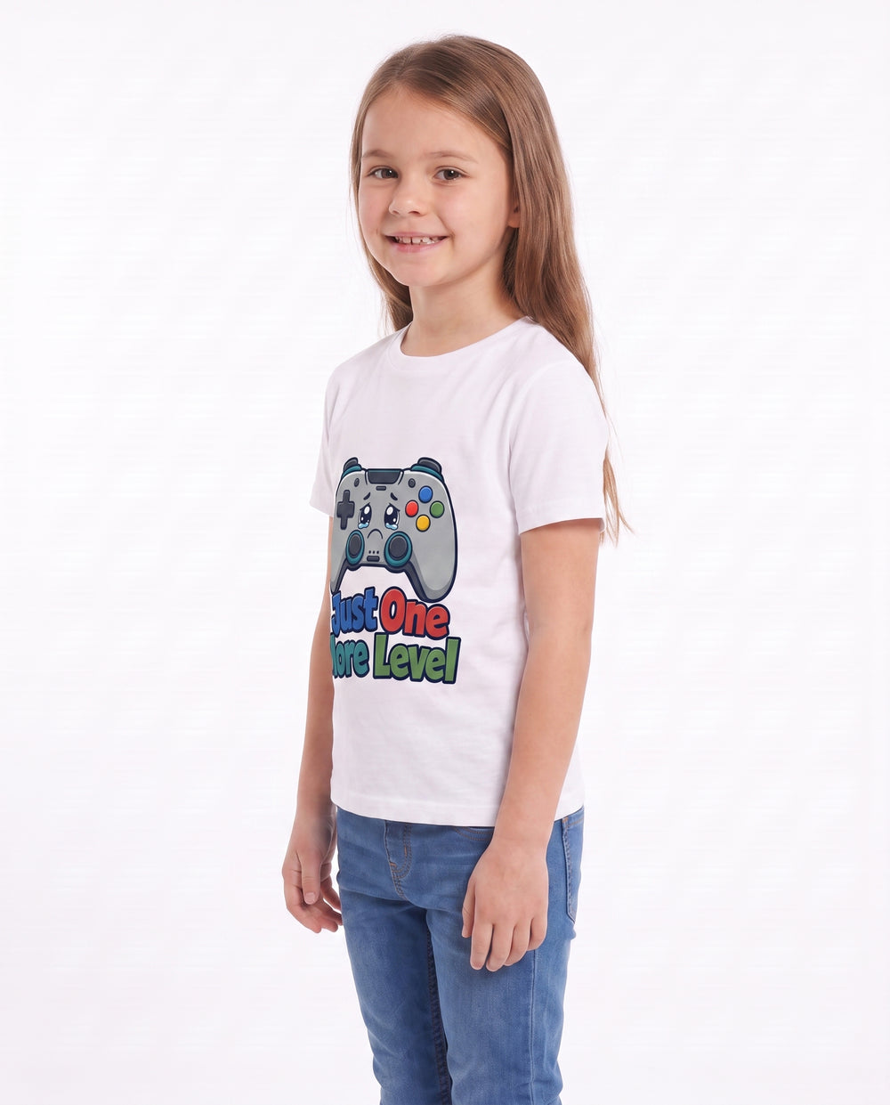 Just One More Level White T-Shirt mockup 2