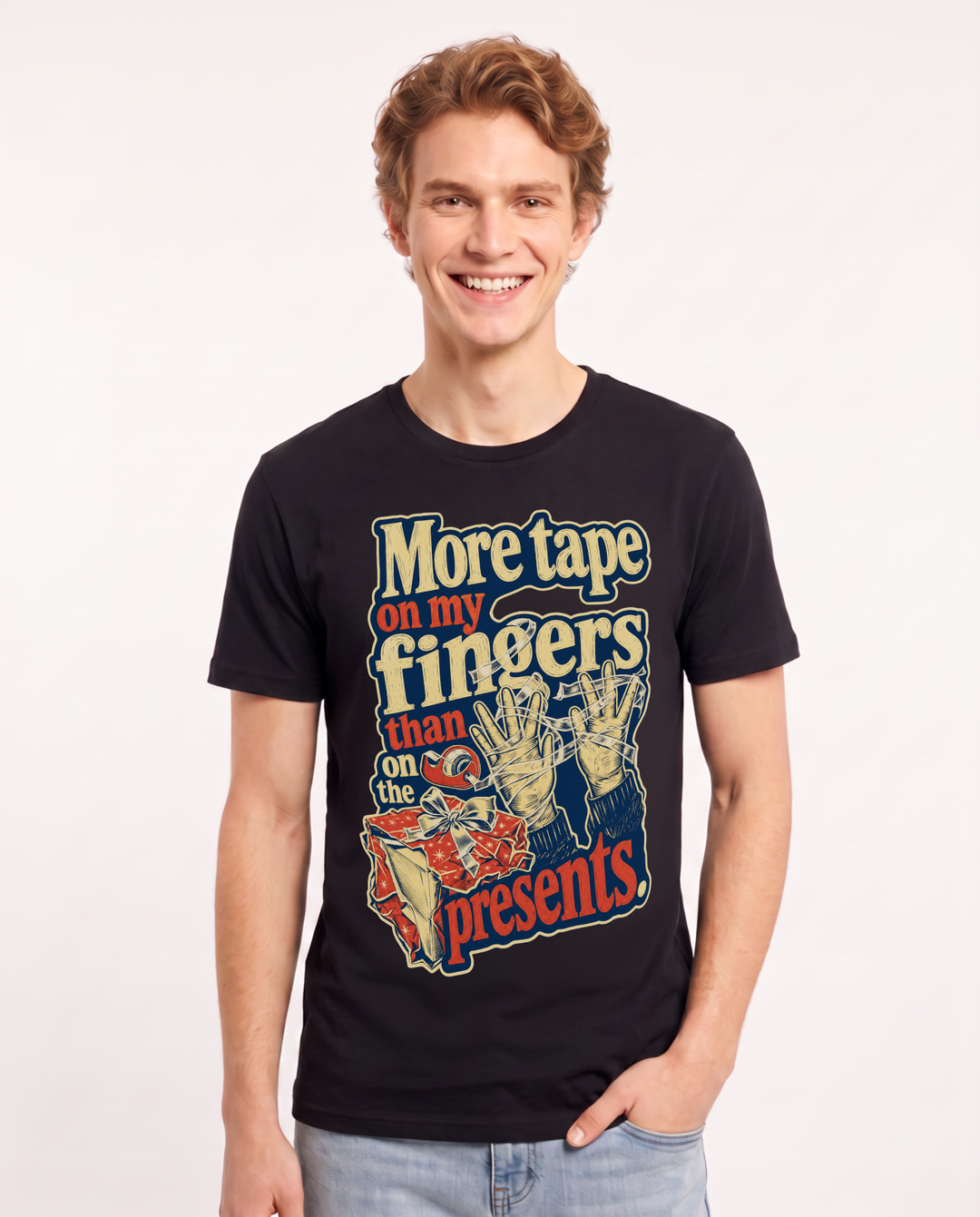 Christmas Black T-Shirt for Men – Holiday Theme Graphic Tee product image 1