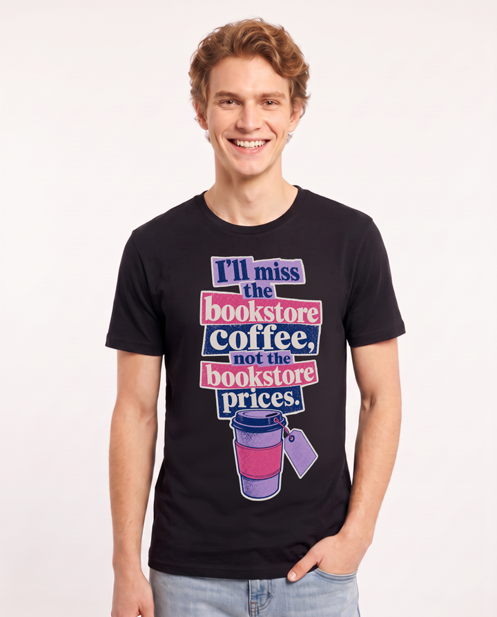 Funny Graduation Men's Black T-Shirt – ll miss the bookstore coffee, not the bookstore prices. product image 1