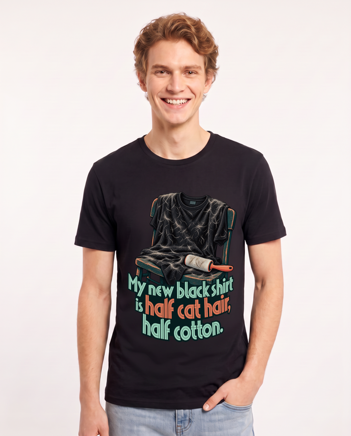 Cat Lover Black T-Shirt for Men – Everyday Expression Graphic Tee product image 3