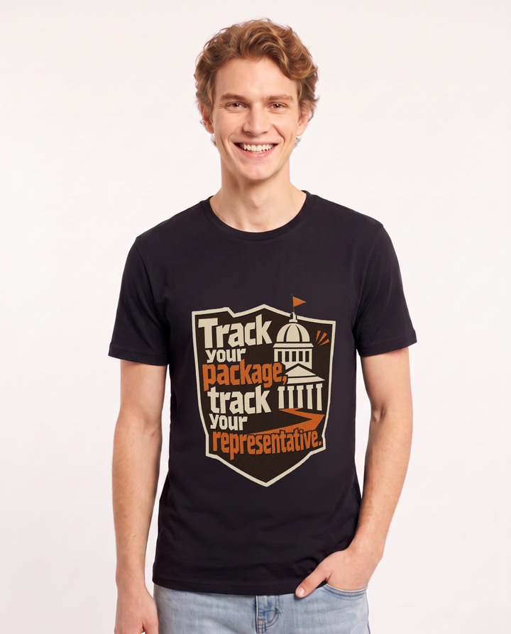 Graphic Men's Black T-Shirt - Track your package, track your product image 1