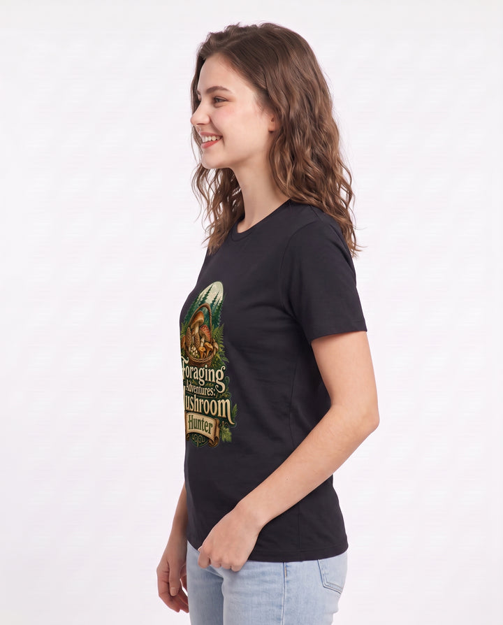 Foraging Adventures: Mushroom Hunter Women's Black T-Shirt product image 3