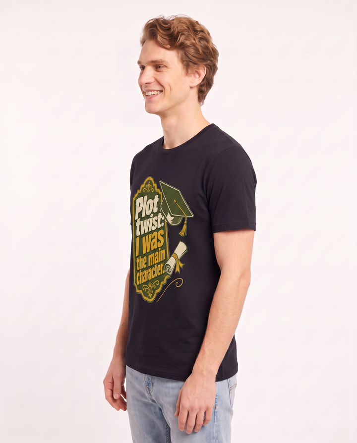 Graduation Gift Men's Black T-Shirt - Plot twist: I was the main product image 2