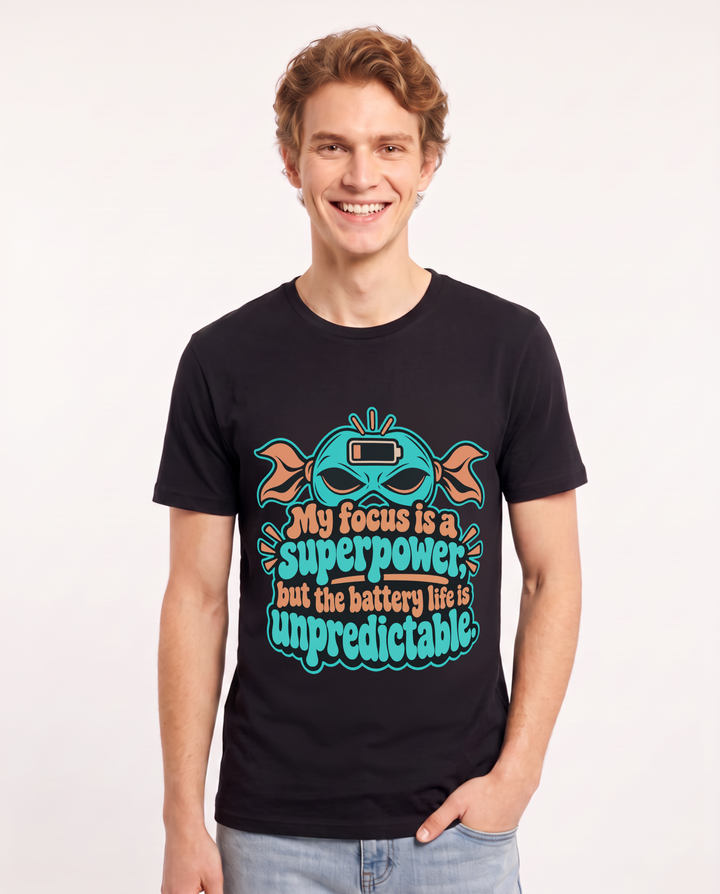 Neurodiversity Black T-Shirt for Men – Everyday Expression Graphic Tee product image 3
