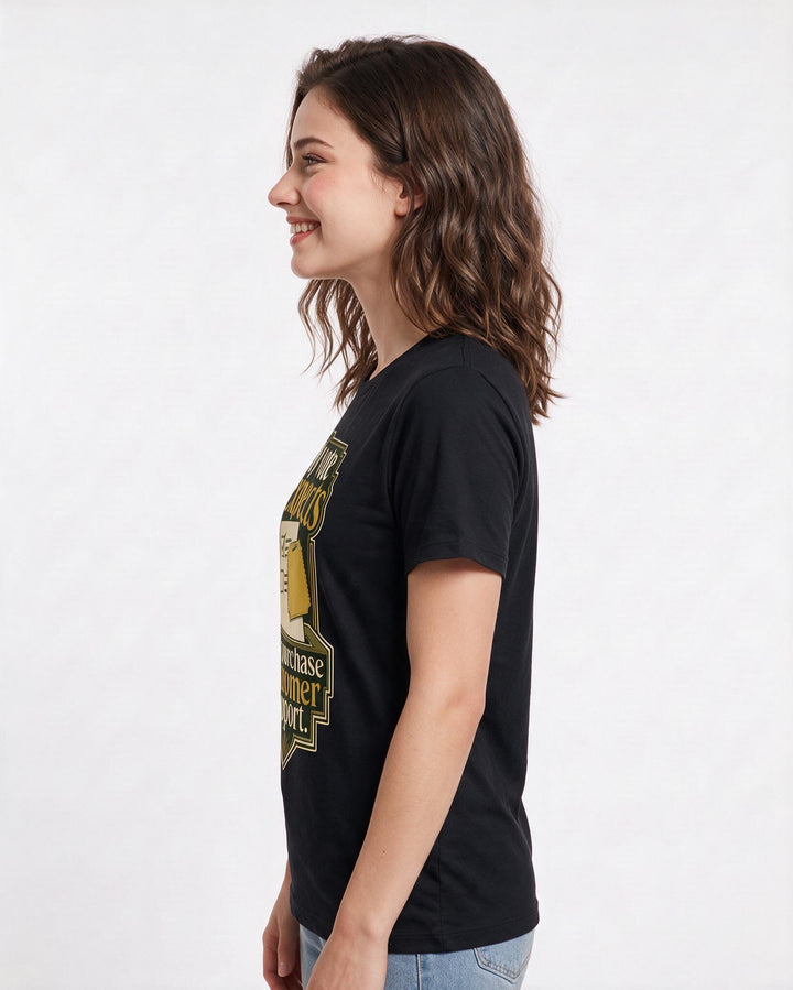 Political Statement Women's Black T-Shirt – My vote expects post-purchase customer support. product image 2