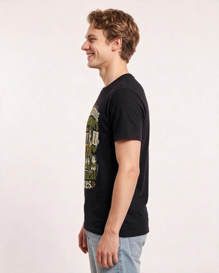 Teacher Men's Black T-Shirt – Explaining numerators to a tiny jury of skeptical faces. product image 2