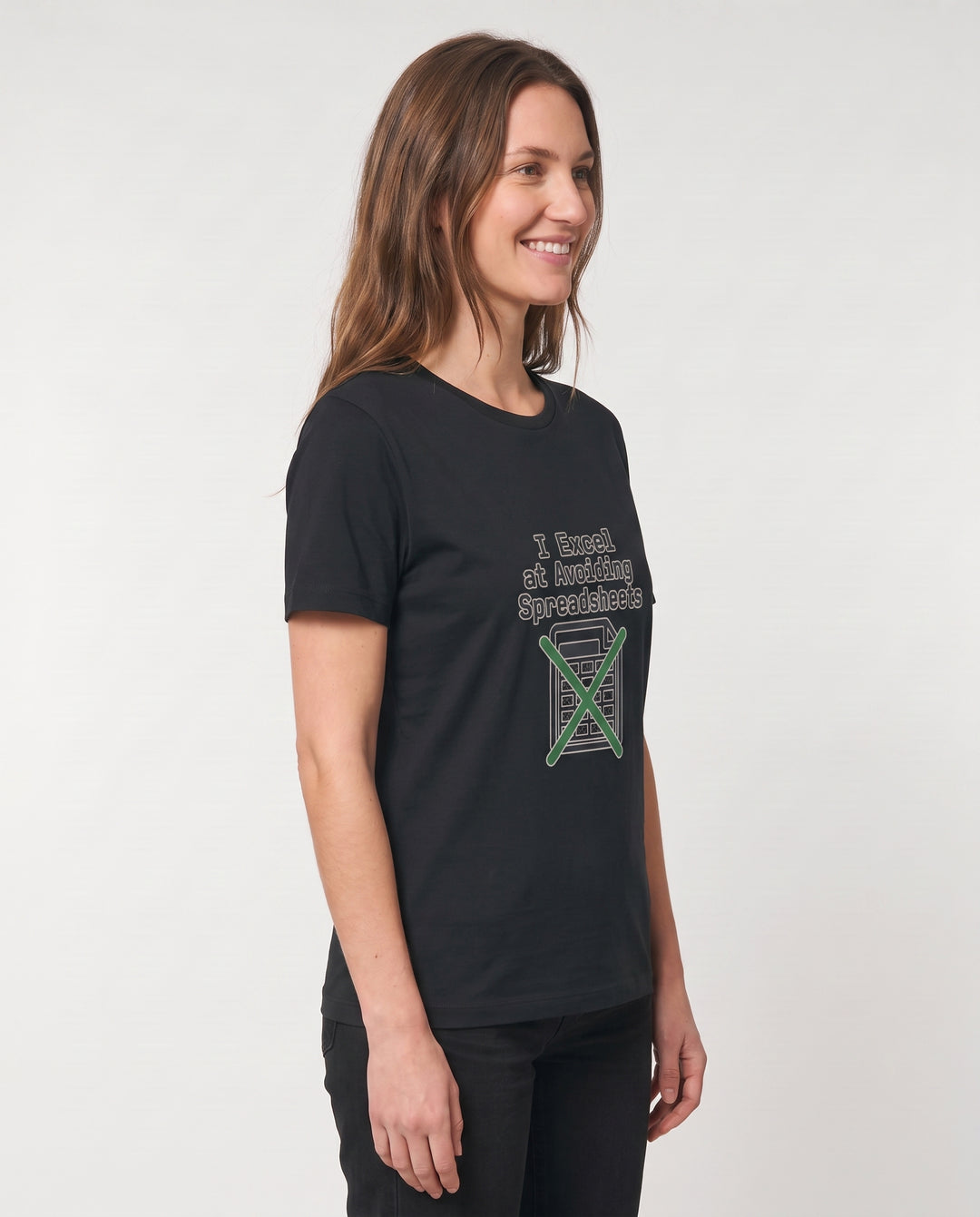 I Excel At Avoiding Spreadsheets Black T-Shirt mockup 2