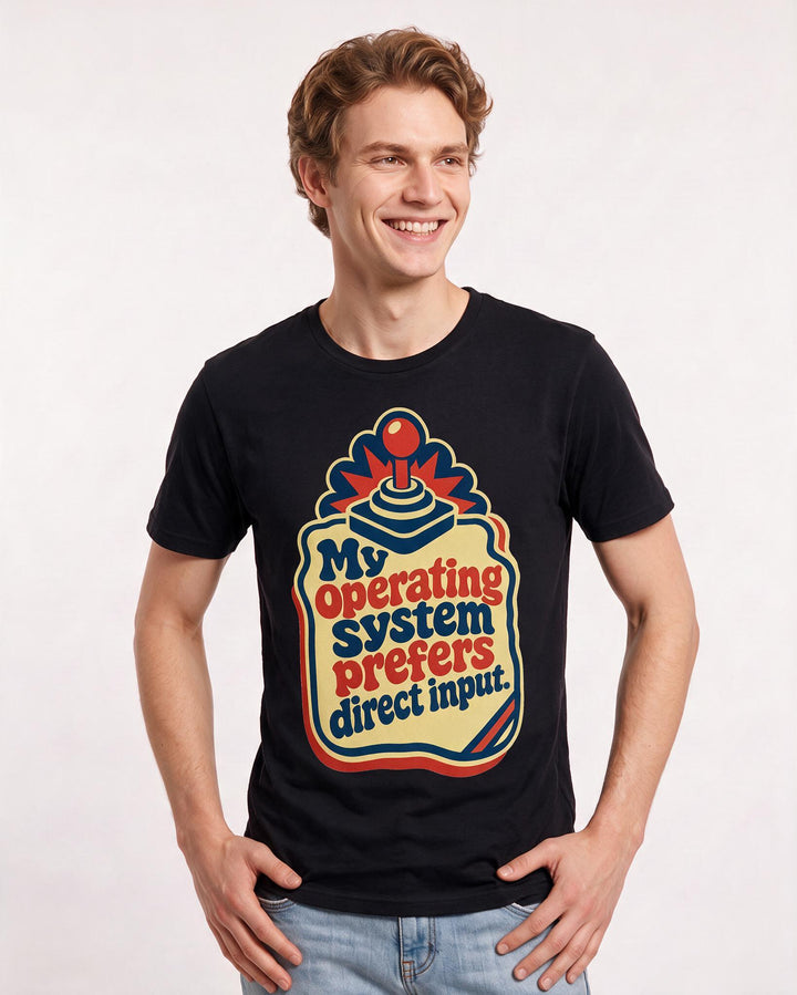 Graphic Men's Black T-Shirt - My operating system prefers direct product image 3