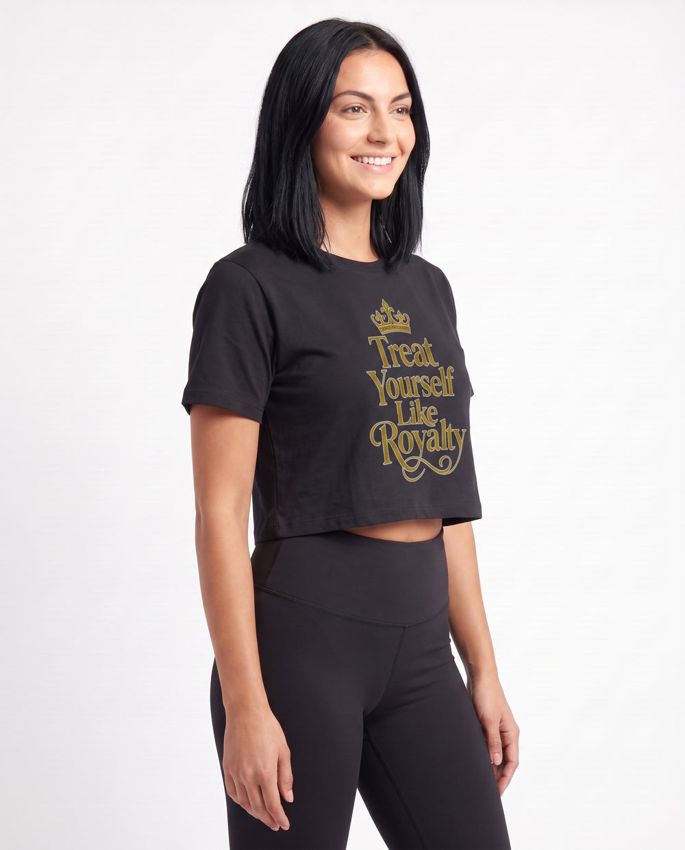 Treat Yourself Like Royalty Crop Top mockup 2